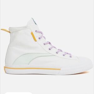 Women's Oncep White High-Top Sneakers with Pastel Accents
